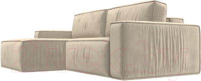 Диван угловой Лига Диванов Прага классик левый (микровельвет бежевый)