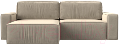 Диван угловой Лига Диванов Прага классик левый (микровельвет бежевый)