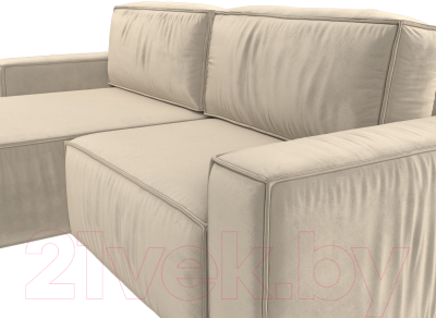Диван угловой Лига Диванов Прага классик левый (микровельвет бежевый)