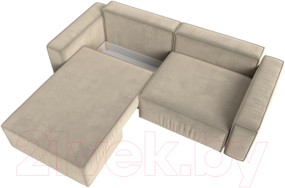 Диван угловой Лига Диванов Прага классик левый (микровельвет бежевый)