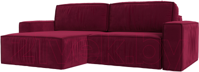 Диван угловой Лига Диванов Прага классик левый (микровельвет бордовый) - фото