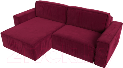 Диван угловой Лига Диванов Прага классик левый (микровельвет бордовый)