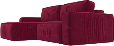 Диван угловой Лига Диванов Прага классик левый (микровельвет бордовый)