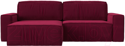 Диван угловой Лига Диванов Прага классик левый (микровельвет бордовый)