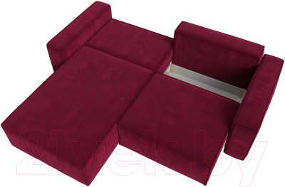 Диван угловой Лига Диванов Прага классик левый (микровельвет бордовый)