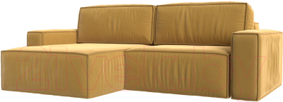 Диван угловой Лига Диванов Прага классик левый (микровельвет желтый) - фото