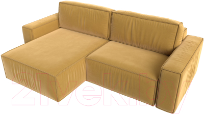 Диван угловой Лига Диванов Прага классик левый (микровельвет желтый)
