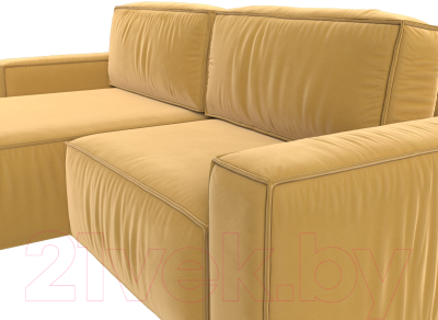 Диван угловой Лига Диванов Прага классик левый (микровельвет желтый)