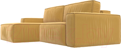 Диван угловой Лига Диванов Прага классик левый (микровельвет желтый)