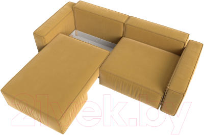 Диван угловой Лига Диванов Прага классик левый (микровельвет желтый)