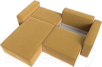 Диван угловой Лига Диванов Прага классик левый (микровельвет желтый)