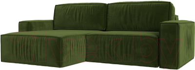 Диван угловой Лига Диванов Прага классик левый (микровельвет зеленый) - фото
