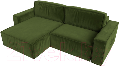 Диван угловой Лига Диванов Прага классик левый (микровельвет зеленый)
