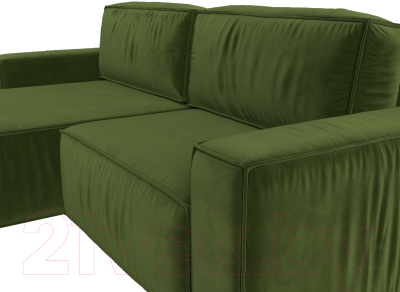 Диван угловой Лига Диванов Прага классик левый (микровельвет зеленый)