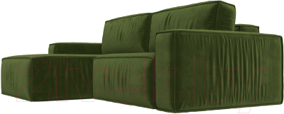 Диван угловой Лига Диванов Прага классик левый (микровельвет зеленый)