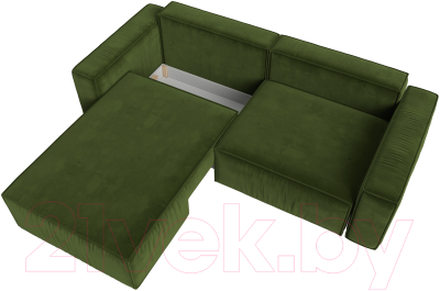 Диван угловой Лига Диванов Прага классик левый (микровельвет зеленый)
