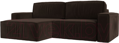 Диван угловой Лига Диванов Прага классик левый (микровельвет коричневый) - фото