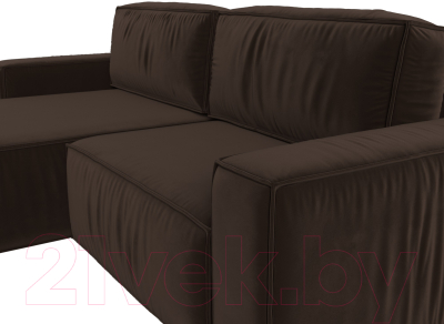 Диван угловой Лига Диванов Прага классик левый (микровельвет коричневый)