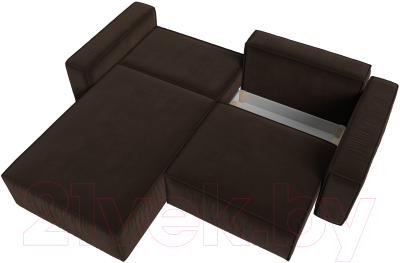 Диван угловой Лига Диванов Прага классик левый (микровельвет коричневый)