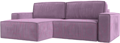 Диван угловой Лига Диванов Прага классик левый (микровельвет сиреневый) - фото