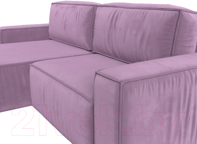 Диван угловой Лига Диванов Прага классик левый (микровельвет сиреневый)