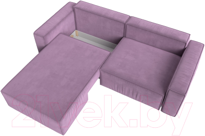 Диван угловой Лига Диванов Прага классик левый (микровельвет сиреневый)