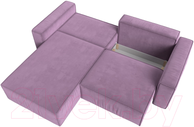 Диван угловой Лига Диванов Прага классик левый (микровельвет сиреневый)