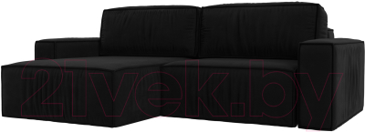 Диван угловой Лига Диванов Прага классик левый (микровельвет черный) - фото