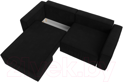 Диван угловой Лига Диванов Прага классик левый (микровельвет черный)