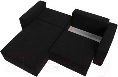 Диван угловой Лига Диванов Прага классик левый (микровельвет черный)