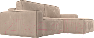 Диван угловой Лига Диванов Прага классик правый (велюр бежевый)