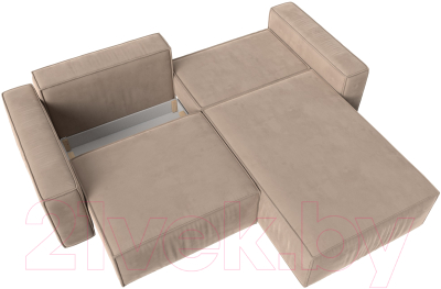 Диван угловой Лига Диванов Прага классик правый (велюр бежевый)
