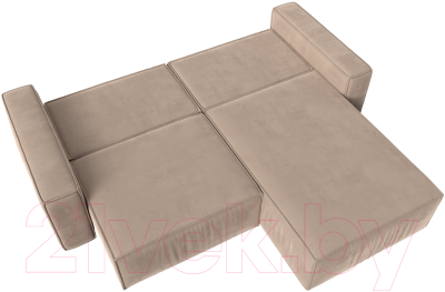 Диван угловой Лига Диванов Прага классик правый (велюр бежевый)