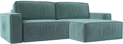 Диван угловой Лига Диванов Прага классик правый (велюр бирюзовый) - фото
