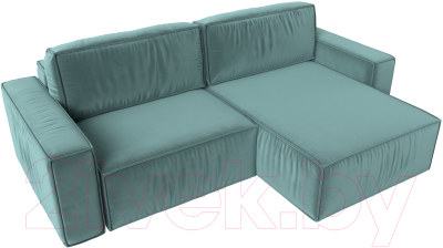 Диван угловой Лига Диванов Прага классик правый (велюр бирюзовый)