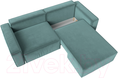 Диван угловой Лига Диванов Прага классик правый (велюр бирюзовый)
