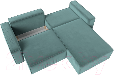 Диван угловой Лига Диванов Прага классик правый (велюр бирюзовый)