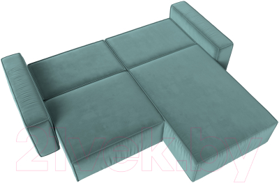 Диван угловой Лига Диванов Прага классик правый (велюр бирюзовый)
