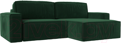 Диван угловой Лига Диванов Прага классик правый (велюр зеленый) - фото