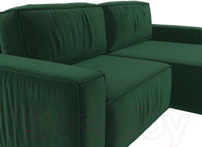 Диван угловой Лига Диванов Прага классик правый (велюр зеленый)
