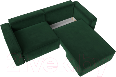 Диван угловой Лига Диванов Прага классик правый (велюр зеленый)
