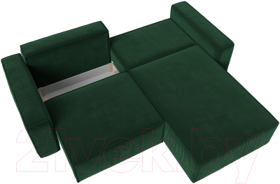 Диван угловой Лига Диванов Прага классик правый (велюр зеленый)