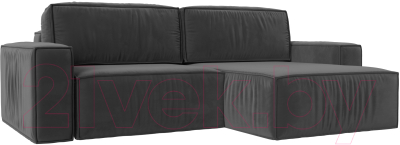 Диван угловой Лига Диванов Прага классик правый (велюр серый) - фото