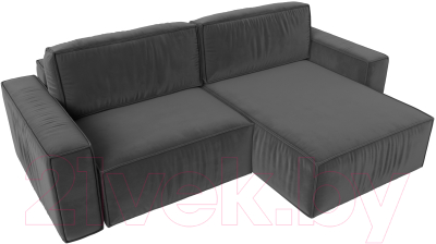 Диван угловой Лига Диванов Прага классик правый (велюр серый)