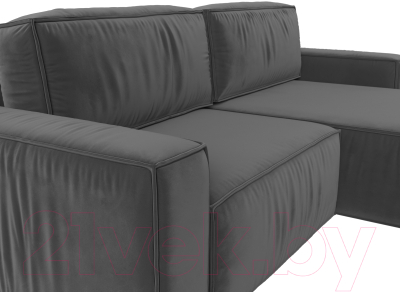 Диван угловой Лига Диванов Прага классик правый (велюр серый)