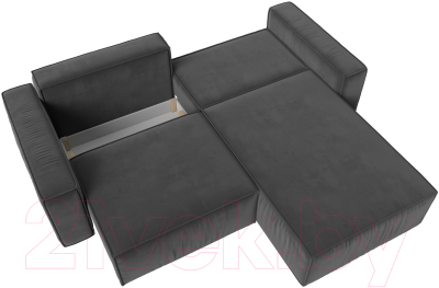 Диван угловой Лига Диванов Прага классик правый (велюр серый)