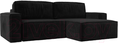 Диван угловой Лига Диванов Прага классик правый (велюр черный) - фото