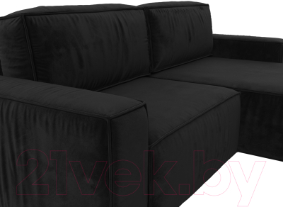 Диван угловой Лига Диванов Прага классик правый (велюр черный)