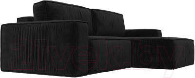 Диван угловой Лига Диванов Прага классик правый (велюр черный)