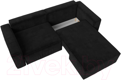 Диван угловой Лига Диванов Прага классик правый (велюр черный)